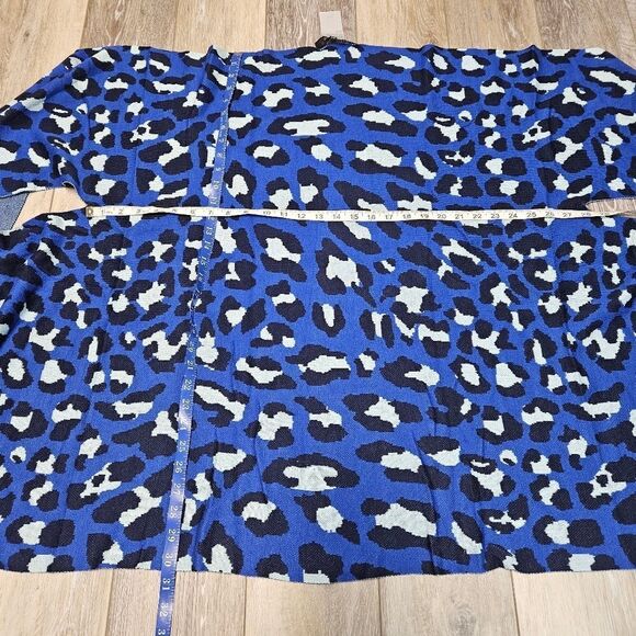 Colleen Lopez Shrug Open Front Vest Blue Animal Print Women's Leopard Cheetah - Picture 6 of 9